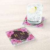 Marbor für den Anfangsbuchstaben des Wreath Floral Glasuntersetzer (Schrägansicht)