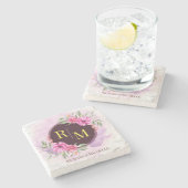 Marbor für den Anfangsbuchstaben des Wreath Floral Steinuntersetzer (Seitenansicht)