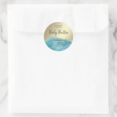 Marbour agate türkis Skript-Butterlabel Runder Aufkleber (Tasche)