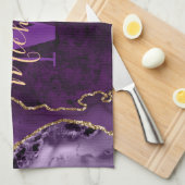 Marbour-Monogramm für lila- und Gold-Glitzer Geschirrtuch (Viertel Falte)