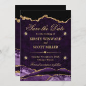 Marburg Agate für lila und Gold-Glitzer Save the D Save The Date (Vorne/Hinten)