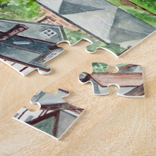 Marburg Altstadt Deutschland Stadtbild Malerei Puzzle (Seite)