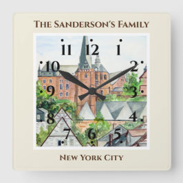 Marburg Altstadt Deutschland Stadtbild Quadratische Wanduhr