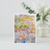 Marburg Deutschland Reisende Wasserfarben Postkarte (Stehend Vorderseite)