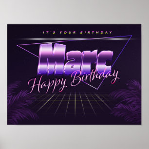 Marc Name Vorname lila retro Poster Geburtstag