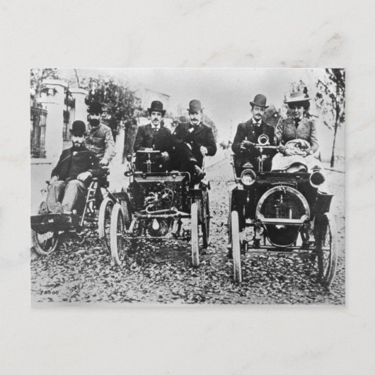 Marcel (d.1903) und Louis (1877-1944) Renault driv Postkarte (Vorderseite)