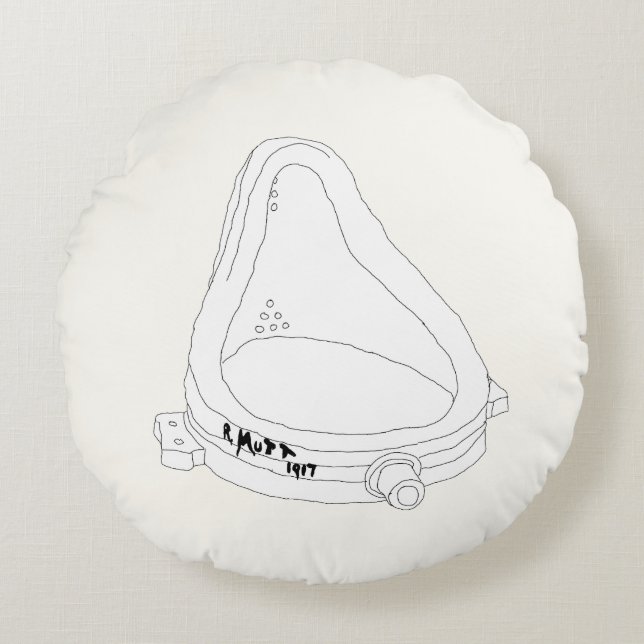 Marcel Duchamp's Fountain R.Mutt 1917 Rundes Kissen (Vorderseite)