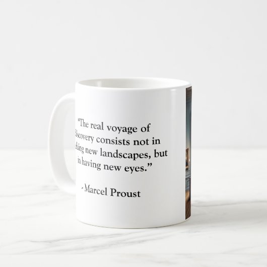 Marcel Proust Berühmtes Reiseangebot Kaffeetasse (Vorderseite Links)