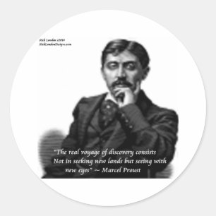 Marcel Proust & Berühmtes Zitat Runder Aufkleber