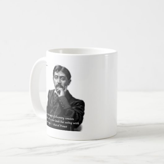 Marcel Proust & Famous Zitat Kaffeetasse (Vorderseite Links)