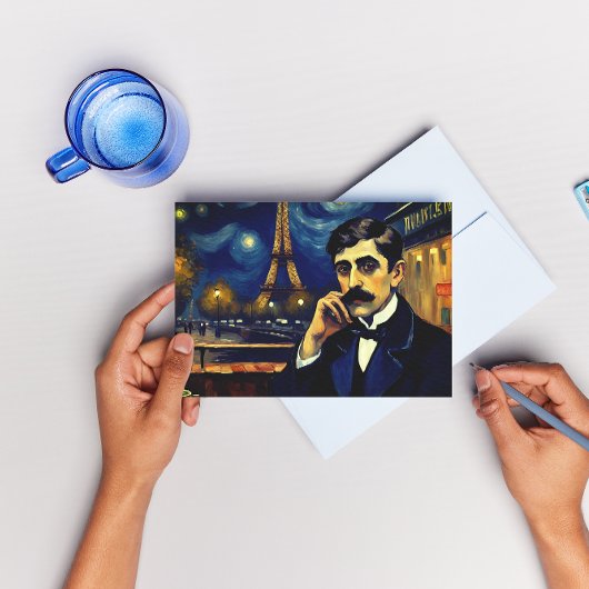 Marcel Proust in Paris - Fantasie Feiertagspostkarte