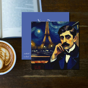 Marcel Proust in Paris - Fantasy Art Quadratische Visitenkarte