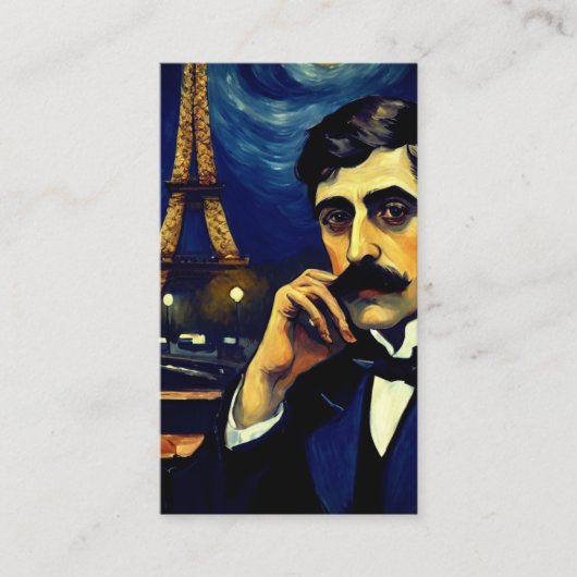 Marcel Proust in Paris - Fantasy Art Visitenkarte (Vorderseite)