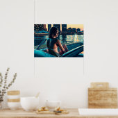 Marcela genießt einen Sonnenuntergang in Miami am Poster (Küche)