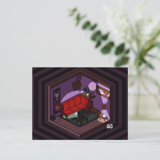 Marceline Vampire Dark Living Room Pixel Art Postkarte (Stehend Vorderseite)