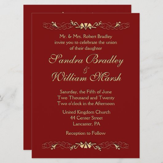 Marcella Wedding Einladung (Vorne/Hinten)