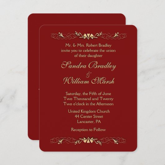 Marcella Wedding Einladung (Vorne/Hinten)