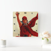 Marcello Dudovich Art Deco "Camera Advertisement" Quadratische Wanduhr (Zuhause)