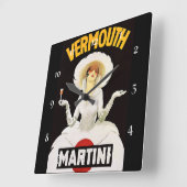 Marcello Dudovich Art Deco Quadratische Wanduhr (Winkel)