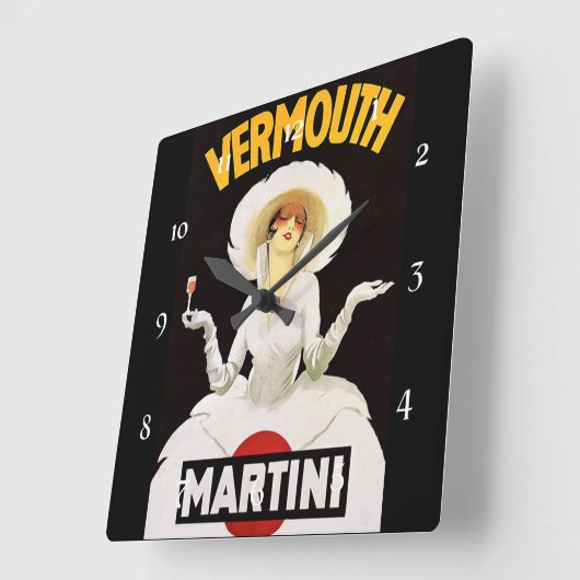 Marcello Dudovich Art Deco Quadratische Wanduhr (Winkel)