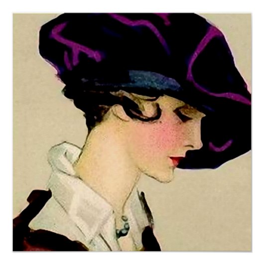 Marcello Dudovich Illustration "Girl in Lila Hat Poster (Vorderseite)