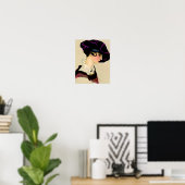 Marcello Dudovich Illustration „Mädchen mit violet Poster (Heimbüro)