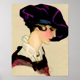 Marcello Dudovich Illustration „Mädchen mit violet Poster