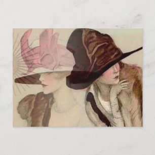 Marcello Dudovich Junge Mädchen mit Hüten Illustra Postkarte