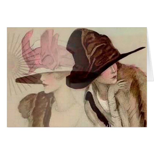 Marcello Dudovich Young Girls in Hats Illustration (Vorderseite (Horizontal))