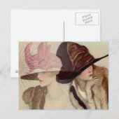 Marcello Dudovich Young Girls in Hats Illustration Postkarte (Vorne/Hinten)