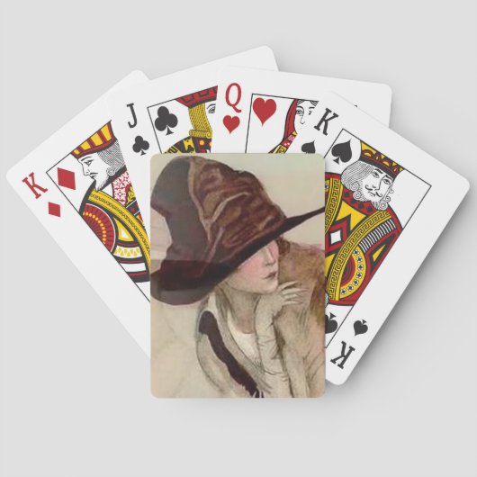 Marcello Dudovich Young Girls in Hats Illustration Spielkarten (Rückseite)