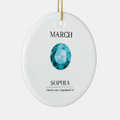 March Aquamarine Personalized Birthday Keramik Ornament (Rechts)