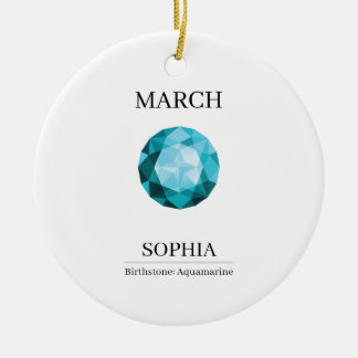 March Aquamarine Personalized Birthday Keramik Ornament