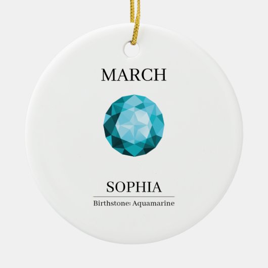 March Aquamarine Personalized Birthday Keramik Ornament (Vorne)