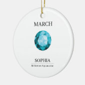March Aquamarine Personalized Birthday Keramik Ornament (Links)