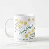 March Birth Flower Custom Name Daffodil Jonquil Kaffeetasse (Links)