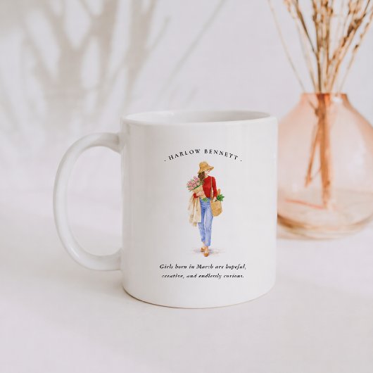 March Birth Month Girl | Monogram Kaffeetasse