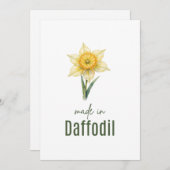 March Daffodil Birth Flower card Watercolor Einladung (Vorne/Hinten)
