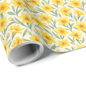 March Daffodil Floral Wrapping Paper Geschenkpapier (Rolleneckpunkt)
