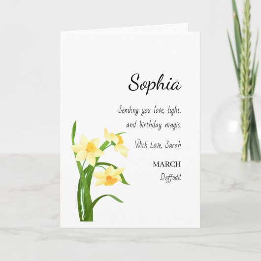 March Daffodil Personalized Birthday Karte (Vorderseite)