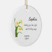 March Daffodil Personalized Birthday Keramik Ornament (Rechts)