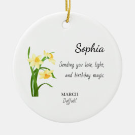 March Daffodil Personalized Birthday Keramik Ornament