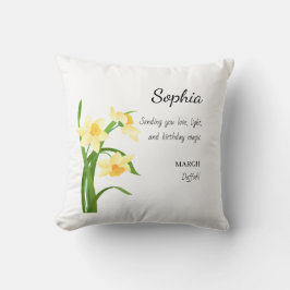 March Daffodil Personalized Birthday Kissen