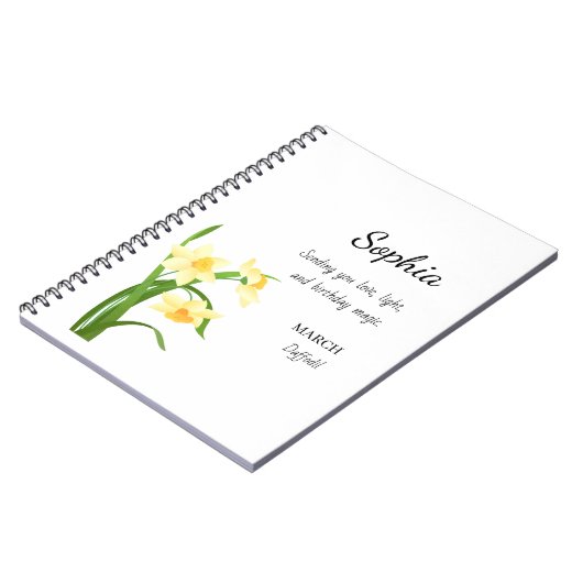 March Daffodil Personalized Birthday Notizblock (Linke Seite)