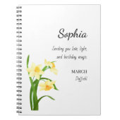 March Daffodil Personalized Birthday Notizblock (Vorderseite)