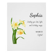 March Daffodil Personalized Birthday Poster (Vorderseite)