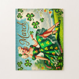 March Retro Pin-Up Girl St. Patrick's Day Puzzle