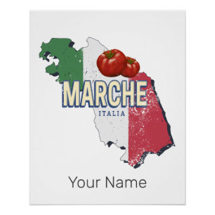 Marche Italien Retro-Regionskarte Vintage-Souvenir Poster