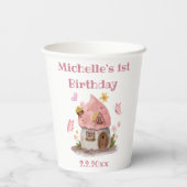 Märchen 1. Geburtstag pink niedlich Pappbecher (Rückseite)