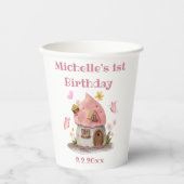 Märchen 1. Geburtstag pink niedlich Pappbecher (Vorderseite)